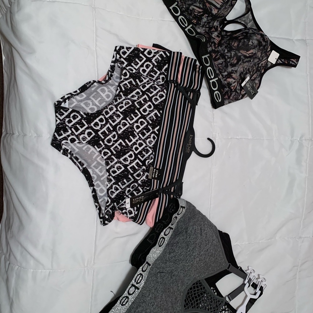 NWT BEBE SPORT BRAS AND BOY SHORTS